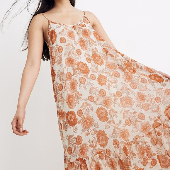 Madewell Antique Cream Floral Cami Midi Dress, New - Picture 3 of 4